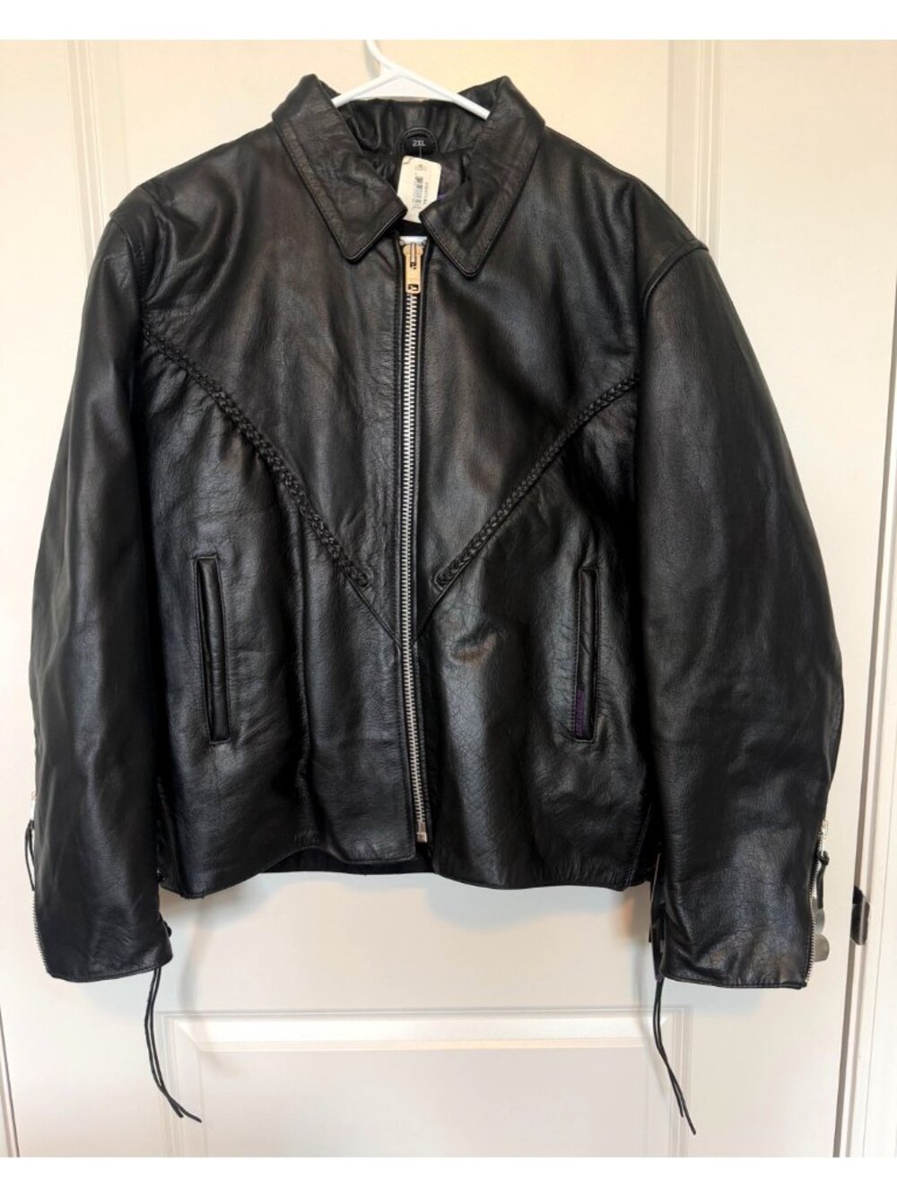 Interstate Leather Jacket Black Zippered Womens Size 2XL Vented Zip Out Liner